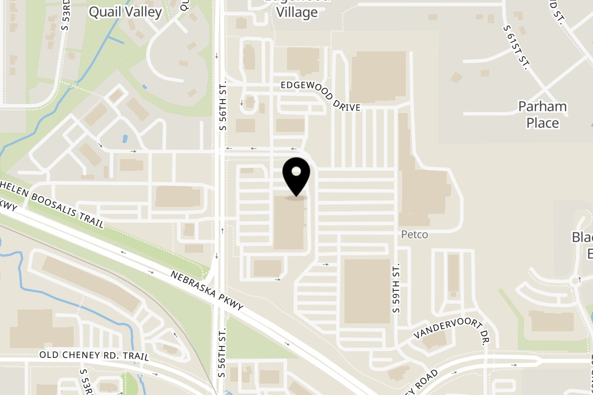 Map showing the location of The Mettle Grill on 5500 S 56th St # 8 in Lincoln